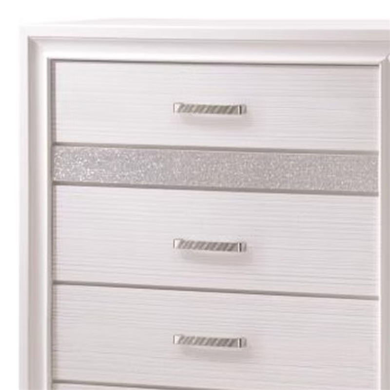 Benjara Wooden Drawer Chest with Hidden Jewelry Tray- White