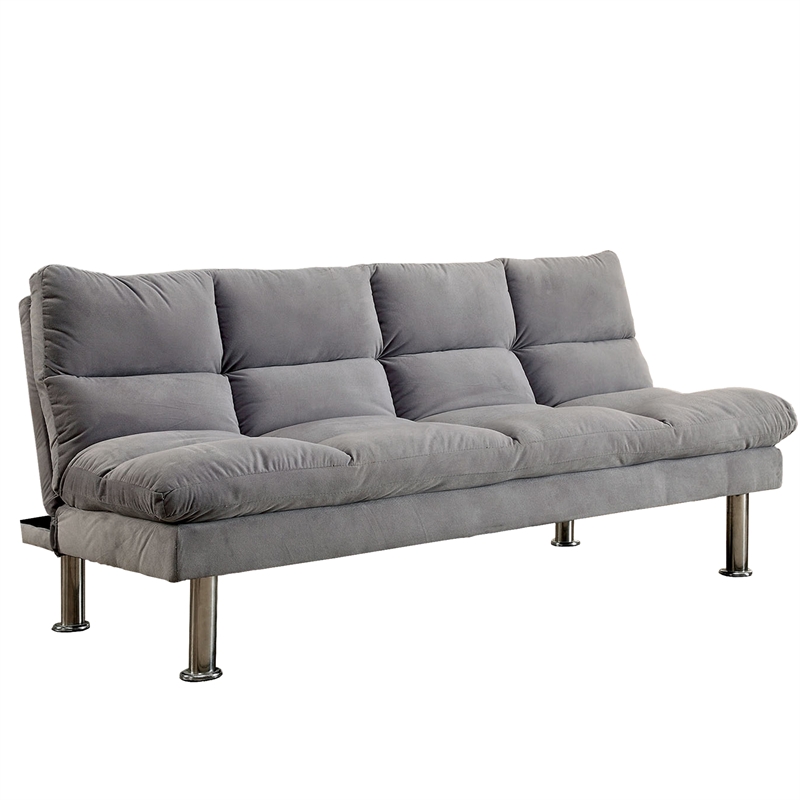 Benjara Saratoga Gray Futon Sofa With Contemporary Style