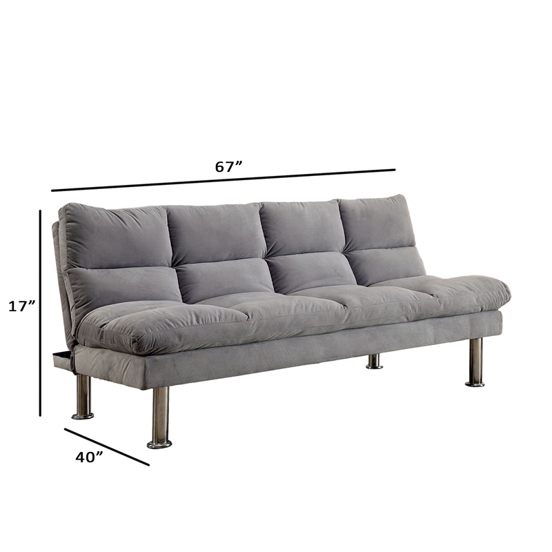 Benjara Saratoga Gray Futon Sofa With Contemporary Style