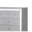 Benjara Five Drawer Solid Wood Chest with Mirror Accent Trim Front- Silver
