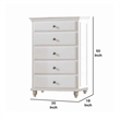 Benjara 5 Drawer Spacious Wooden Chest White