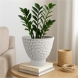 Benjara Decorative Bowl Shaped Planter- Hammered White Ceramic 12 Inch