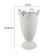 Benjara Fiji Accent Planter w Loop Handles- Pedestal White Ceramic 16 Inch