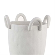Benjara Fiji Accent Planter w Loop Handles- Pedestal White Ceramic 16 Inch