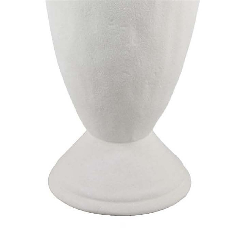 Benjara Fiji Accent Planter w Loop Handles- Pedestal White Ceramic 16 Inch