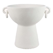 Benjara Decorative Bowl Planter- 2 Round Handles- Modern White Ceramic 14 Inch