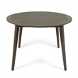 Benjara Ambre Patio Dining Table- Round Slatted Oak Brown Acacia Wood 47 Inch