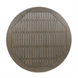 Benjara Ambre Patio Dining Table- Round Slatted Oak Brown Acacia Wood 47 Inch