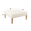 Benjara Dan Square Coffee Table Ottoman- Brown Wood- Cream Polyester 36 Inch