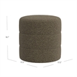 Benjara Sem Round Accent Ottoman- Dark Brown Channel Stitched Boucle 18 Inch