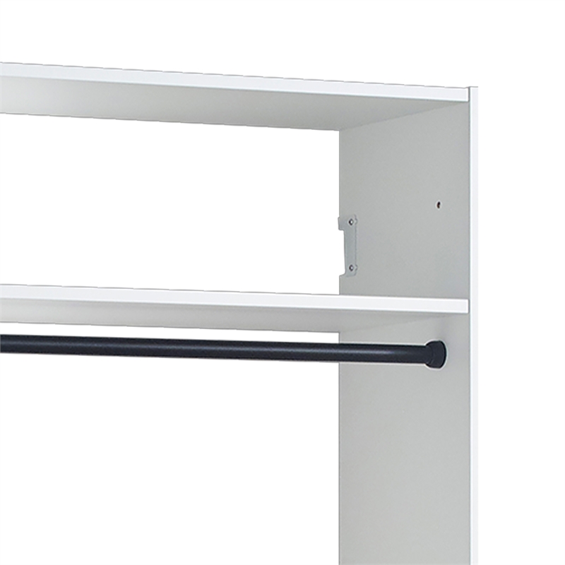 Benjara Vedz Wall Mount Walk in Closet- 1 Shelf w Hanging Rod- White Melamine
