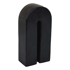 Benjara Modern Decorative Arch Sculpture in Matte Black Solid Marble- 8 Inch