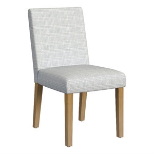 Benjara Kip Dining Chair- Honey Oak Wood- Cream Mini Grid Pattern Woven Fabric