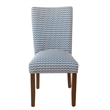 Benjara Jax Parsons Dining Chair Set of 2- Blue Geometric Print Polyester
