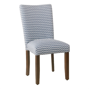 Benjara Jax Parsons Dining Chair Set of 2- Blue Geometric Print Polyester