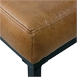 Benjara Alp Bench- Black Open Metal Frame- Brown Tufted Faux Leather 54 Inch