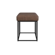 Benjara Kai Bench- Open Metal Frame- Brown Channel Stitch Faux Leather 43 Inch