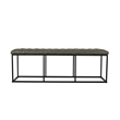 Benjara Ali Ottoman Bench- Open Metal Frame- Gray Tufted Faux Leather 52 Inch