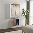 Benjara Vedz Wall Mounted Walk in Closet- 2 Hanging Rods- Oak Brown Melamine