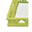 Benjara Aeny Accessory Tray with Mirror- 20 Inch- Bamboo Look Lime Green Resin