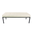 Benjara Alp Bench- Black Open Metal Frame- Cream Woven Tufted Fabric 54 Inch