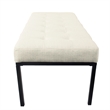 Benjara Alp Bench- Black Open Metal Frame- Cream Woven Tufted Fabric 54 Inch