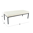 Benjara Alp Bench- Black Open Metal Frame- Cream Woven Tufted Fabric 54 Inch