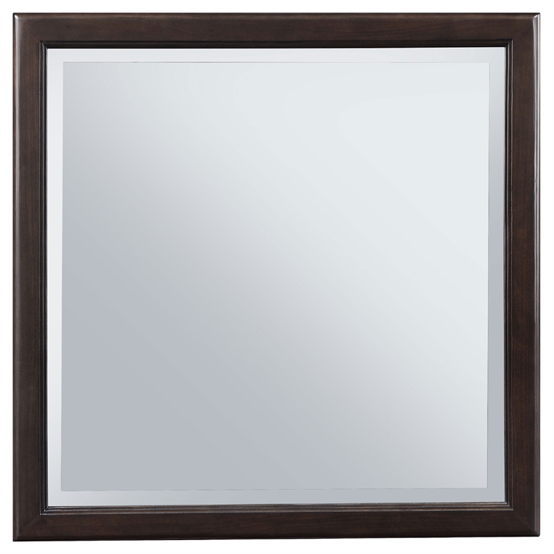 Benjara Amber Dresser Mirror- Brown Wood Frame- Beveled Mirror Glass- 38 Inch