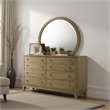 Benjara Heon Dresser Mirror- Natural Brown Wood- Subtle Rounded Shape- 38 Inch