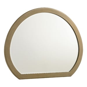 Benjara Heon Dresser Mirror- Natural Brown Wood- Subtle Rounded Shape- 38 Inch