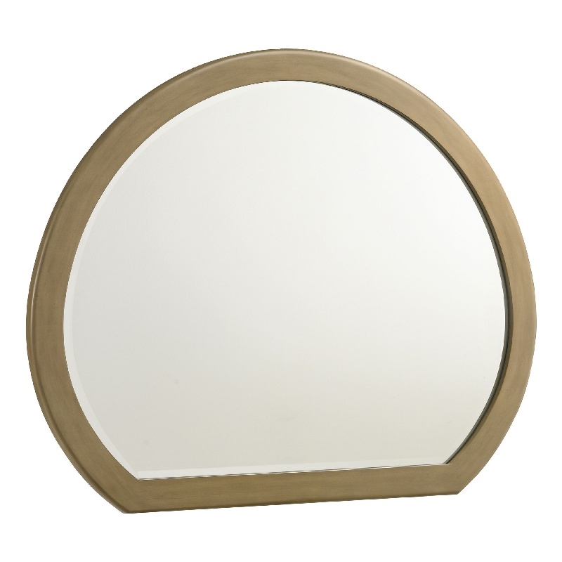 Benjara Heon Dresser Mirror- Natural Brown Wood- Subtle Rounded Shape- 38 Inch