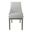 Benjara Side Dining Chair with Barrel Curved Back- Neutral Gray Textured Woven