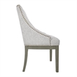 Benjara Side Dining Chair with Barrel Curved Back- Neutral Gray Textured Woven