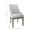 Benjara Side Dining Chair with Barrel Curved Back- Neutral Gray Textured Woven