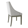 Benjara Side Dining Chair with Barrel Curved Back- Neutral Gray Textured Woven