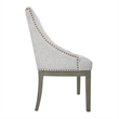 Benjara Side Dining Chair with Barrel Curved Back- Neutral Gray Textured Woven
