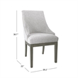 Benjara Side Dining Chair with Barrel Curved Back- Neutral Gray Textured Woven