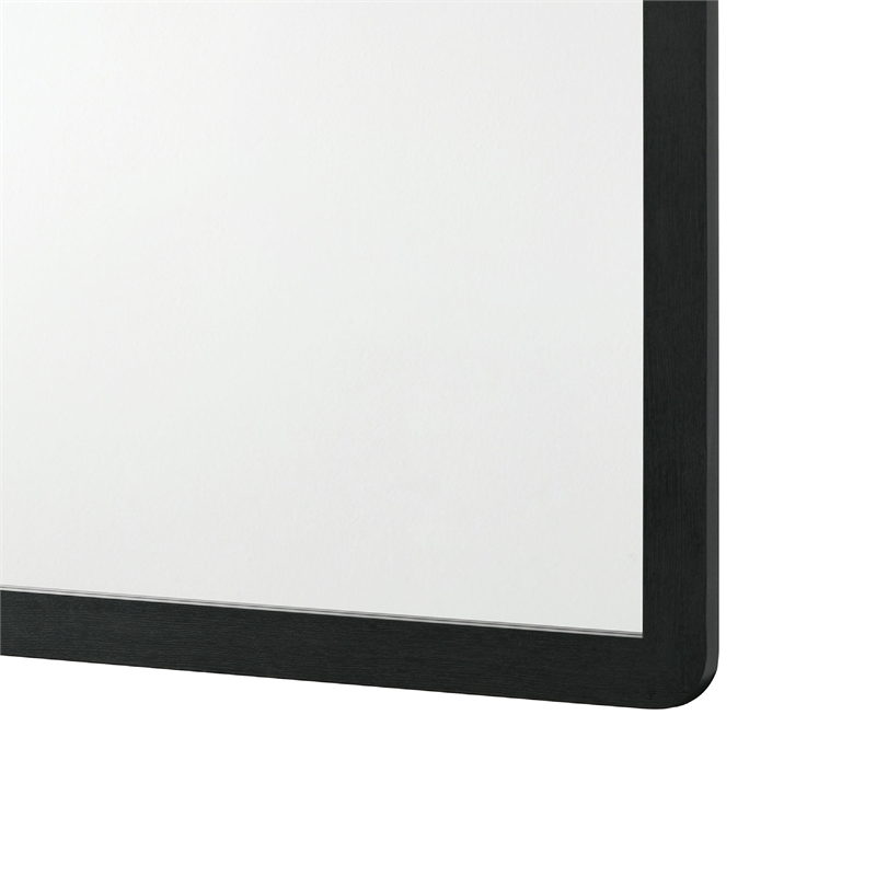 Benjara Cavy Dresser Mirror- Rounded Corners and Flat Glass/Black Melamine