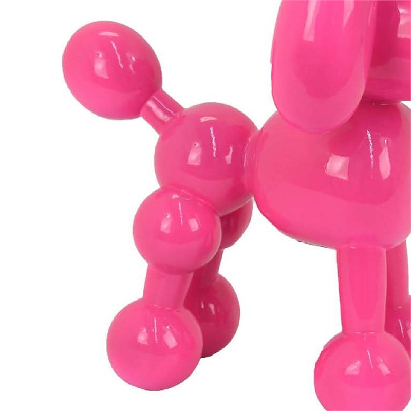 Benjara Balloon Dog Accent Decor- Bright Pink Resin- Intricate Details 12 Inch