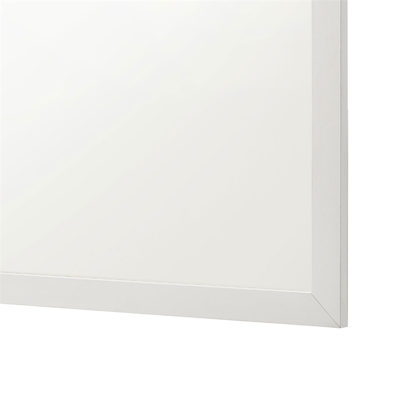 Benjara Dex Rectangular Dresser Mirror- Non-Beveled Glass- White Wood-Melamine