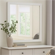 Benjara Dex Rectangular Dresser Mirror- Non-Beveled Glass- White Wood-Melamine