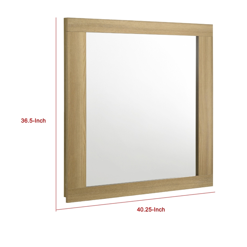 Benjara Hyle Rectangular Dresser Mirror- Italian-Inspired Design- Brown Wood