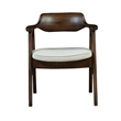 Benjara Zsy Dining Armchair- Sand White- Java Brown Birch Wood- Curved Back