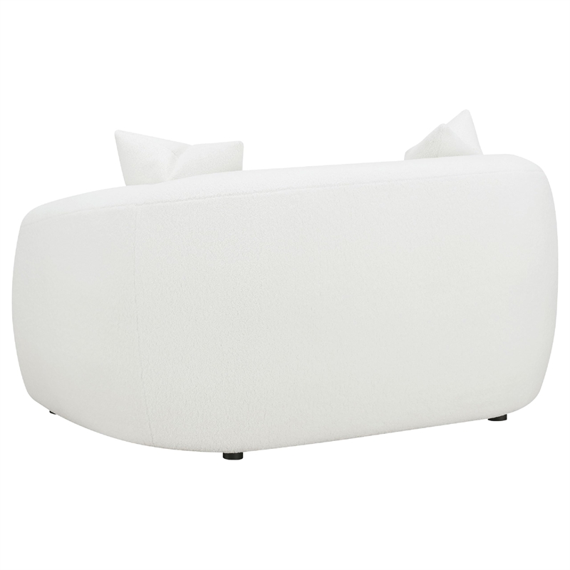 Benjara Viola 2pc Living Room Sofa Set- White Boucle and Faux Sheepskin