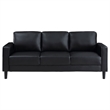 Benjara Rumi 2pc Sofa and Loveseat Set- Modern Track Arms- Black Faux Leather
