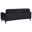 Benjara Rumi 2pc Sofa and Loveseat Set- Modern Track Arms- Black Faux Leather