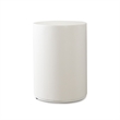 Benjara Viko Round Side End Table- White Wood Faux Concrete Finish- 20 Inch