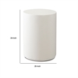 Benjara Viko Round Side End Table- White Wood Faux Concrete Finish- 20 Inch