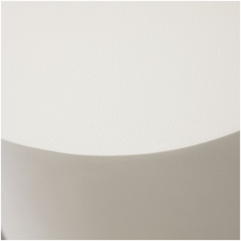 Benjara Viko Round Side End Table- White Wood Faux Concrete Finish- 20 Inch