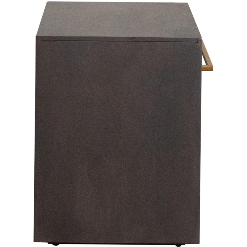 Benjara Ceny Side End Table- 1 Drawer- Gray Oak Solid Mango Wood- 26 Inch